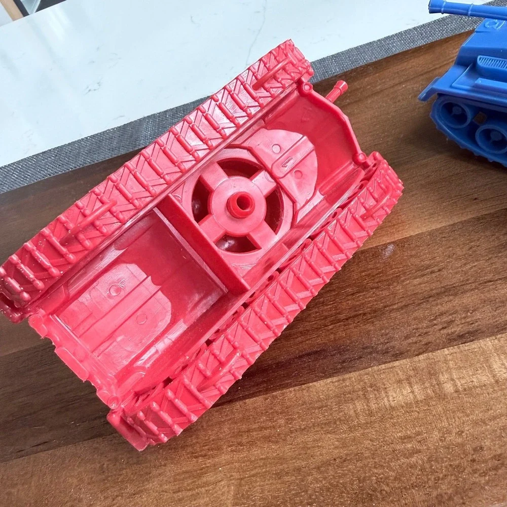 Pair‎ of Tim Mee Toy Patton M48 Tanks - Red & Blue - Made in USA - WWII Military